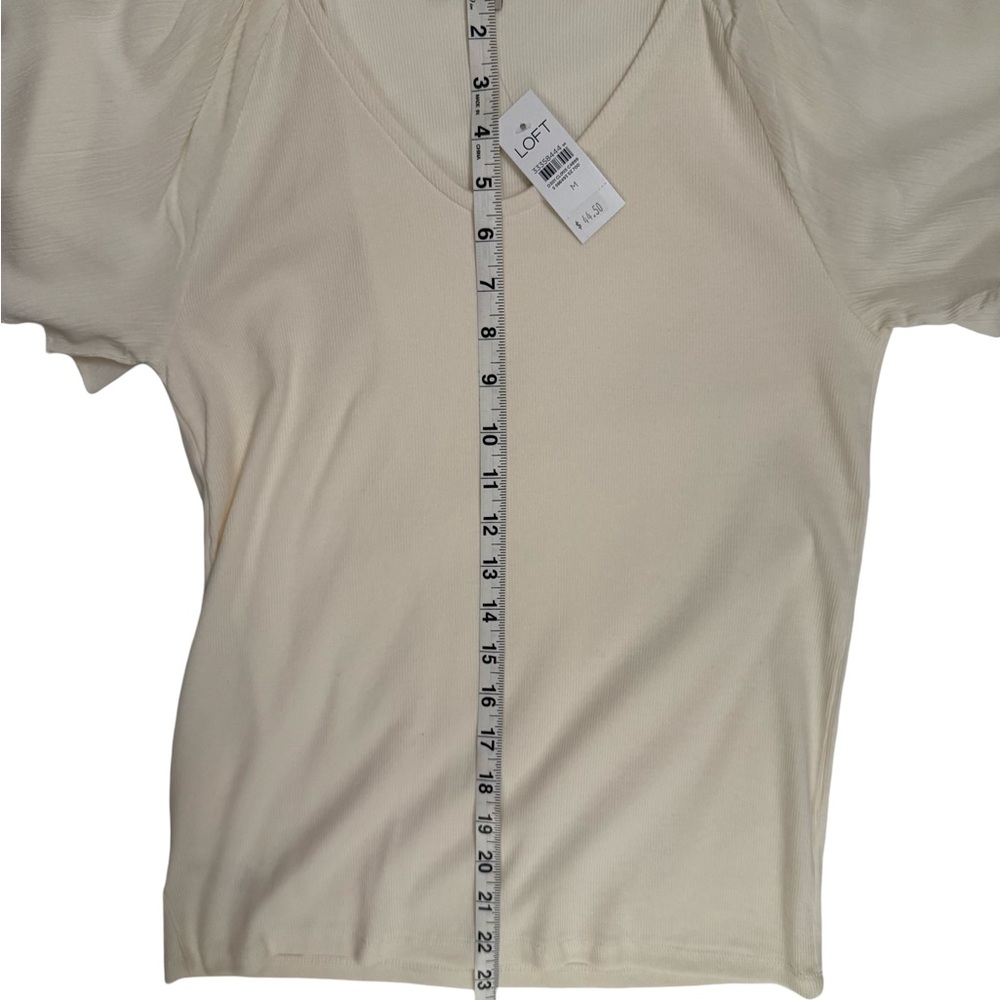 LOFT Ivory Short Sleeve Blouse - Picture 4 of 7